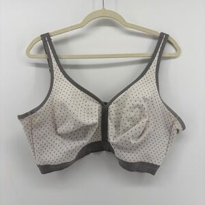 Cacique Bra White Grey Polka Dot Women Cotton No Wire Unlined Plus‎ Size 44DDD